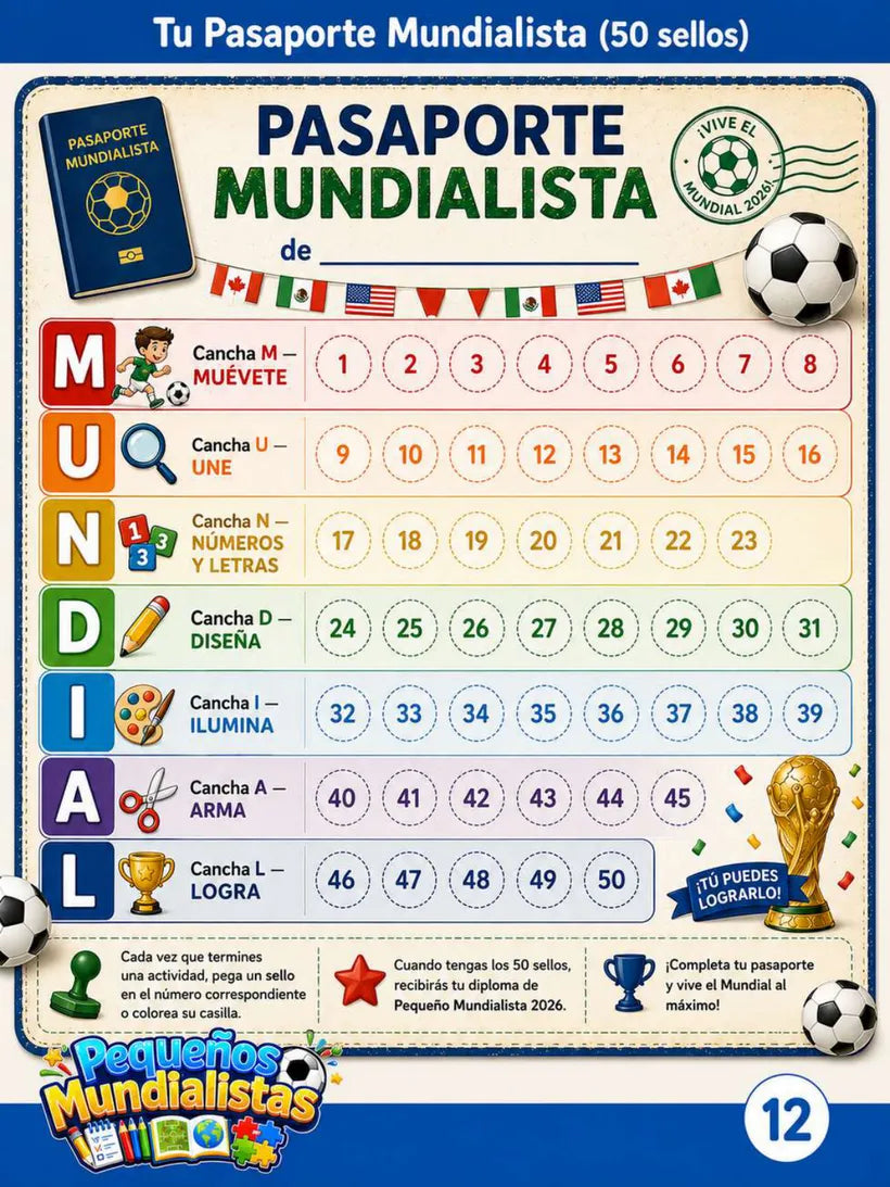 Página 12 del cuaderno Pequeños Mundialistas