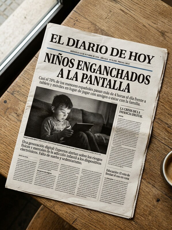 Noticia: niños enganchados a la pantalla, pasan más de 4 horas al día frente a tablets y móviles